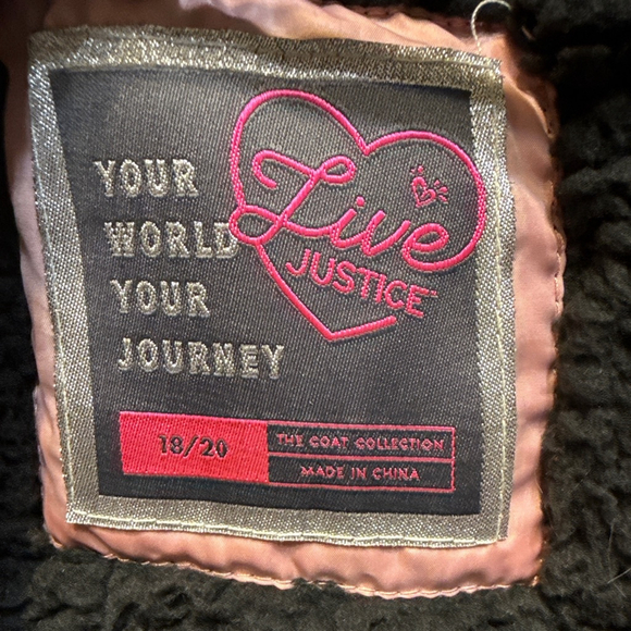 Girls Justice Pink Puffer Jacket with Faux Fur Hood 18/20 - Picture 3 of 6
